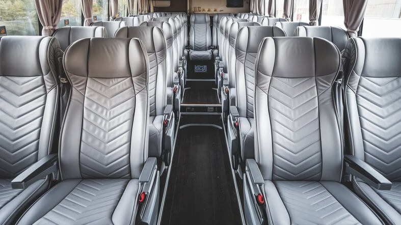 50 passenger charter bus inside rockwall