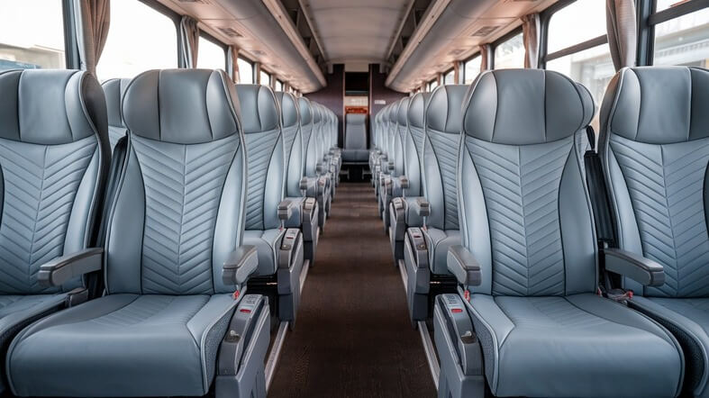 55 passenger charter bus inside mesquite