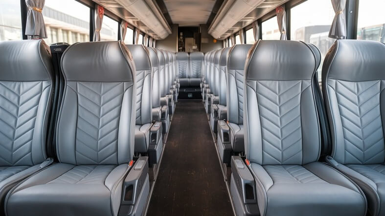 56 passenger charter bus inside lewisville